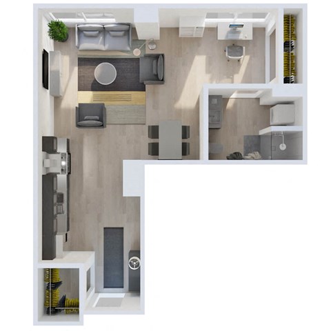 Floor plan for studio, 1 bath